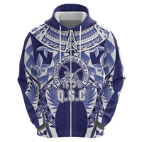 Personalised Tonga Queen Salote College Zip Hoodie Centenary Navy Version