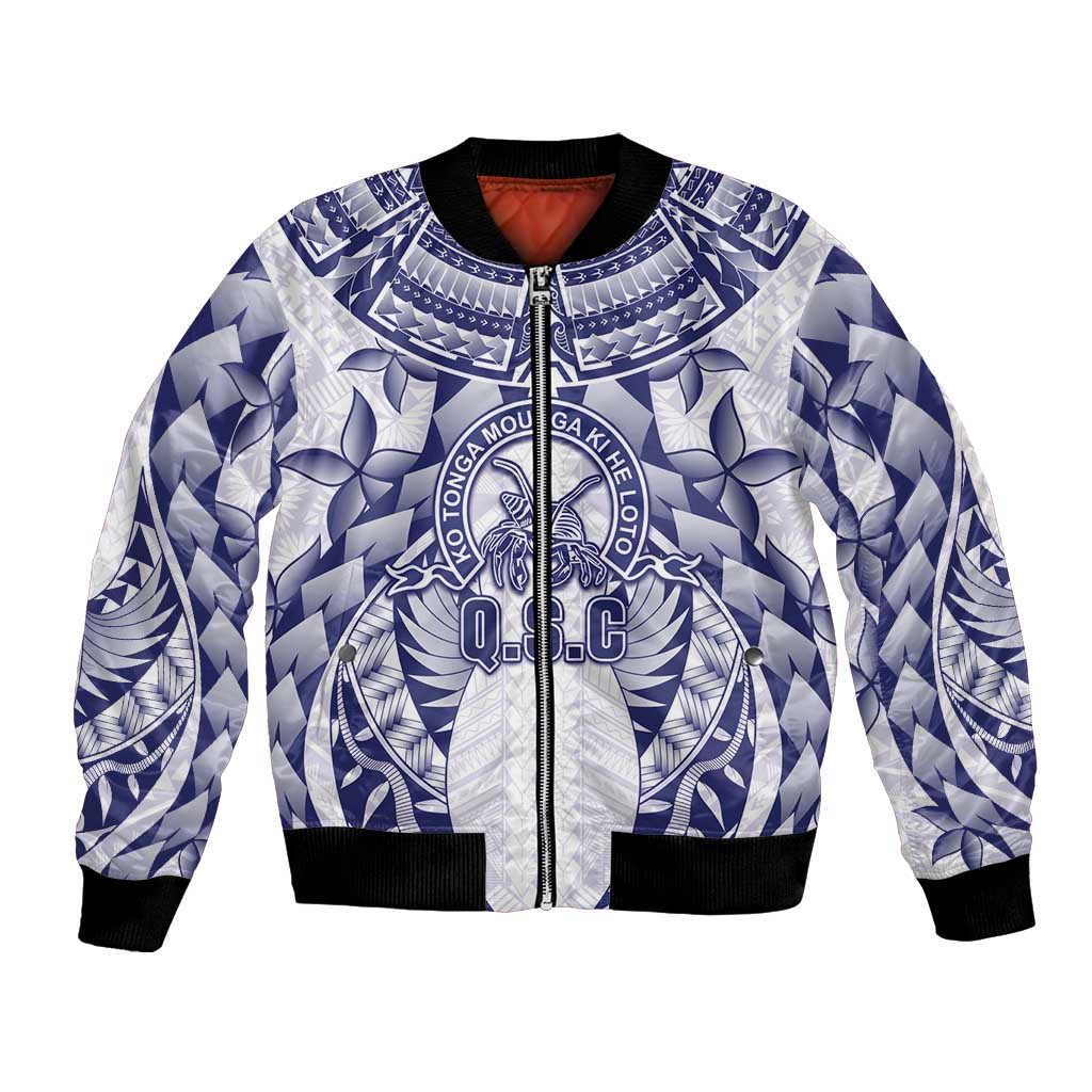 Personalised Tonga Queen Salote College Bomber Jacket Centenary White Version