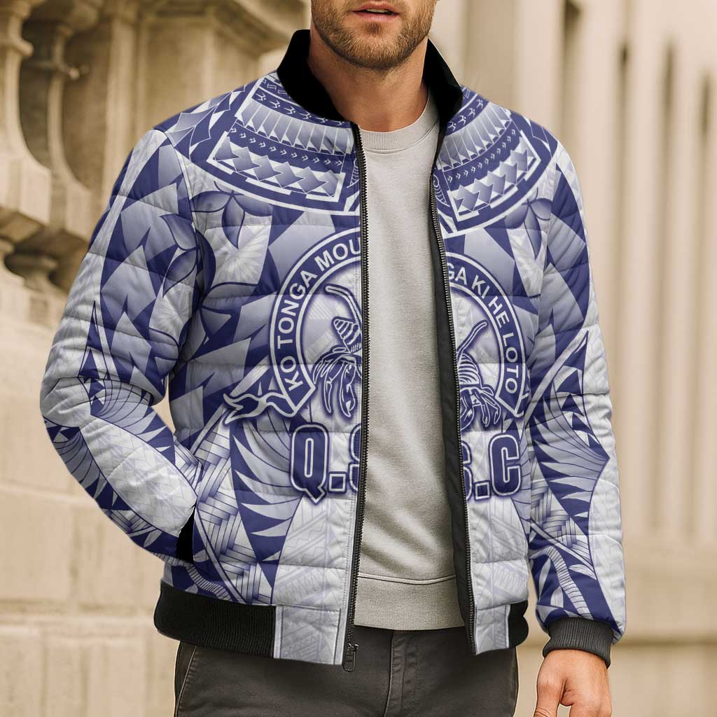 Personalised Tonga Queen Salote College Bomber Puffer Jacket Centenary White Version