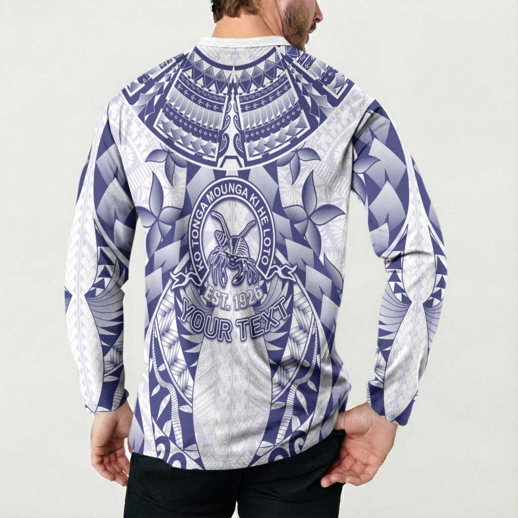 Personalised Tonga Queen Salote College Button Sweatshirt Centenary White Version