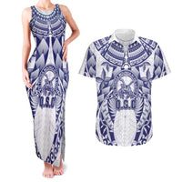 Personalised Tonga Queen Salote College Couples Matching Tank Maxi Dress and Hawaiian Shirt Centenary White Version