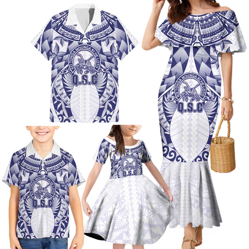 Personalised Tonga Queen Salote College Family Matching Mermaid Dress and Hawaiian Shirt Centenary White Version