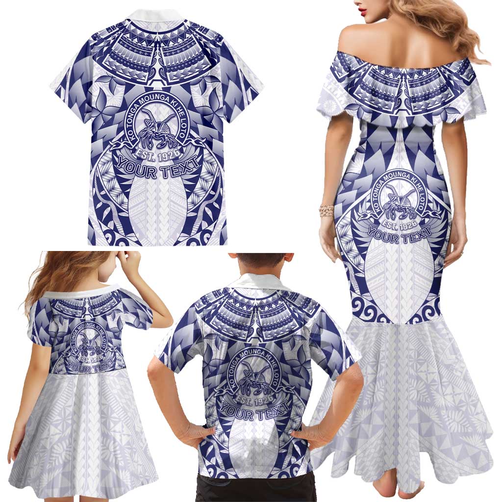 Personalised Tonga Queen Salote College Family Matching Mermaid Dress and Hawaiian Shirt Centenary White Version