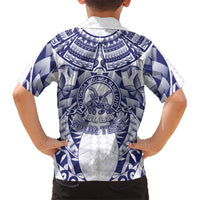 Personalised Tonga Queen Salote College Family Matching Off The Shoulder Long Sleeve Dress and Hawaiian Shirt Centenary White Version LT05 - Polynesian Pride