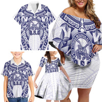 Personalised Tonga Queen Salote College Family Matching Off Shoulder Short Dress and Hawaiian Shirt Centenary White Version