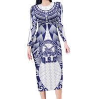 Personalised Tonga Queen Salote College Long Sleeve Bodycon Dress Centenary White Version