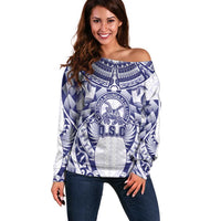 Personalised Tonga Queen Salote College Off Shoulder Sweater Centenary White Version