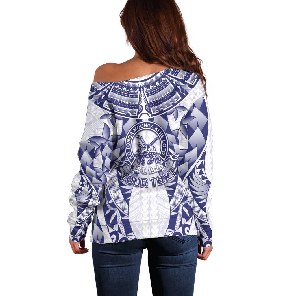Personalised Tonga Queen Salote College Off Shoulder Sweater Centenary White Version