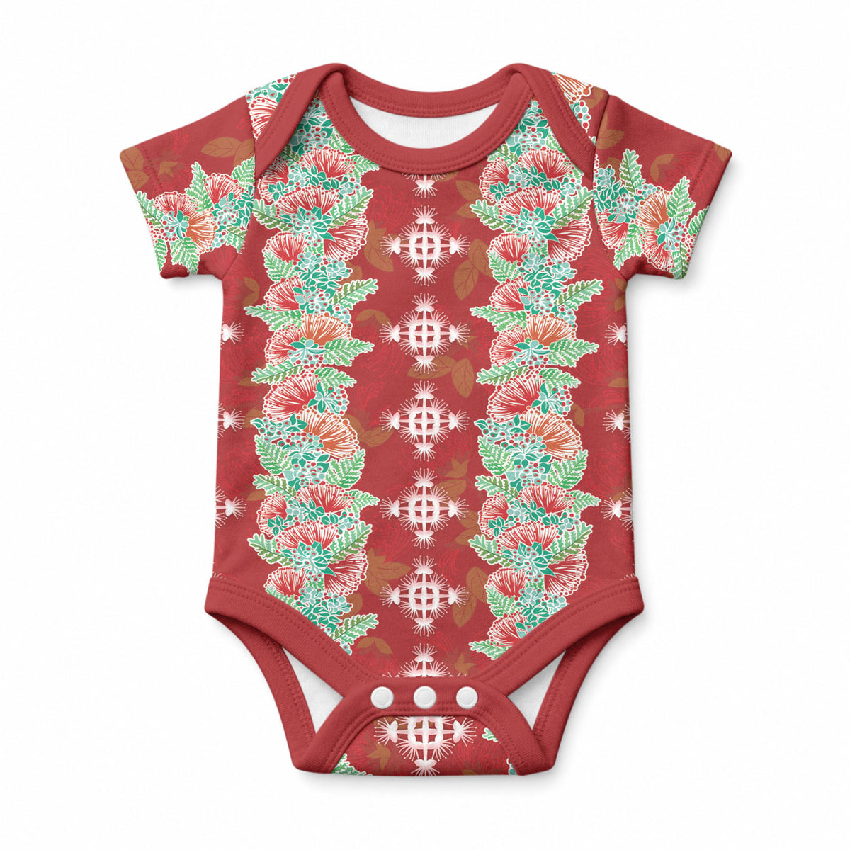 Hawaii Ohia Lehua Baby Onesie Tropical Vibes Crimson LT05 Crimson - Polynesian Pride