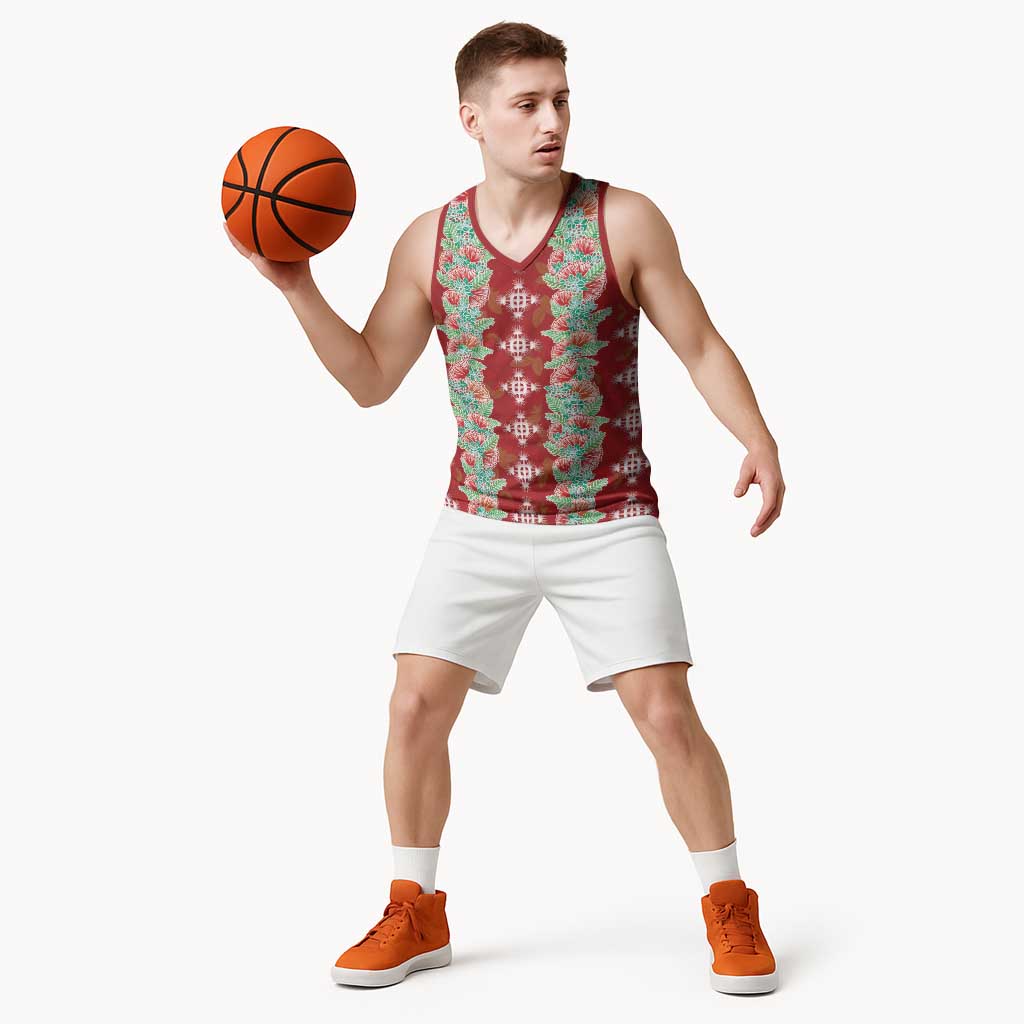 Hawaii Ohia Lehua Basketball Jersey Tropical Vibes Crimson