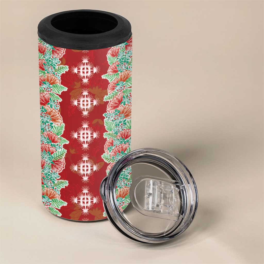 Hawaii Ohia Lehua 4 in 1 Can Cooler Tumbler Tropical Vibes Crimson