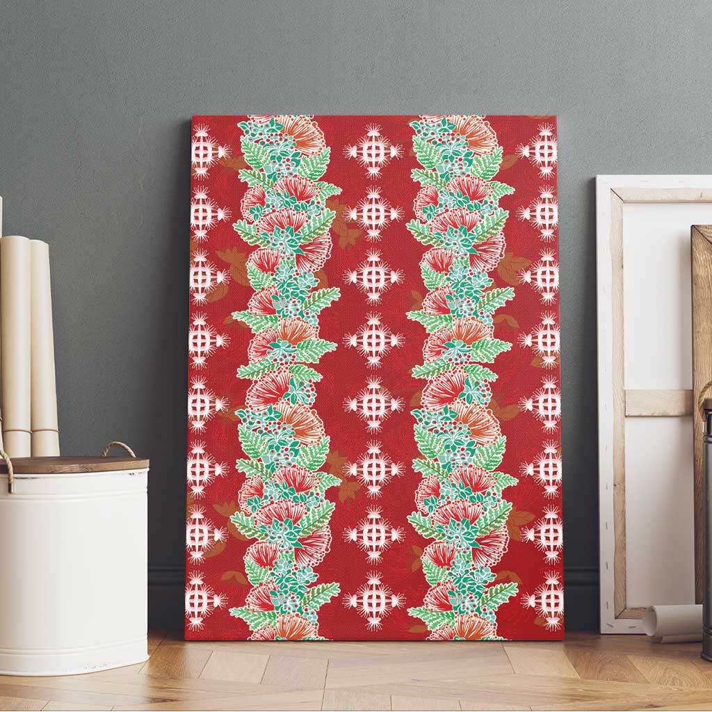 Hawaii Ohia Lehua Canvas Wall Art Tropical Vibes Crimson