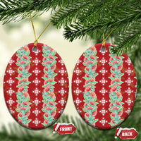 Hawaii Ohia Lehua Ceramic Ornament Tropical Vibes Crimson LT05 Oval Crimson - Polynesian Pride