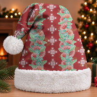 Hawaii Ohia Lehua Christmas Santa Hat Tropical Vibes Crimson LT05 With Fur Crimson - Polynesian Pride