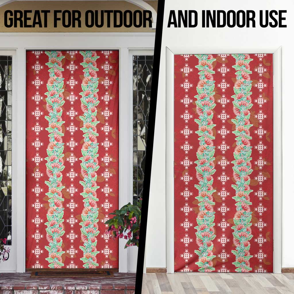 Hawaii Ohia Lehua Door Cover Tropical Vibes Crimson