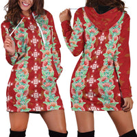 Hawaii Ohia Lehua Hoodie Dress Tropical Vibes Crimson