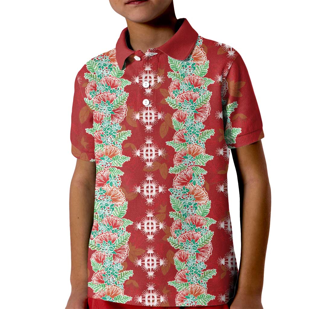 Hawaii Ohia Lehua Kid Polo Shirt Tropical Vibes Crimson