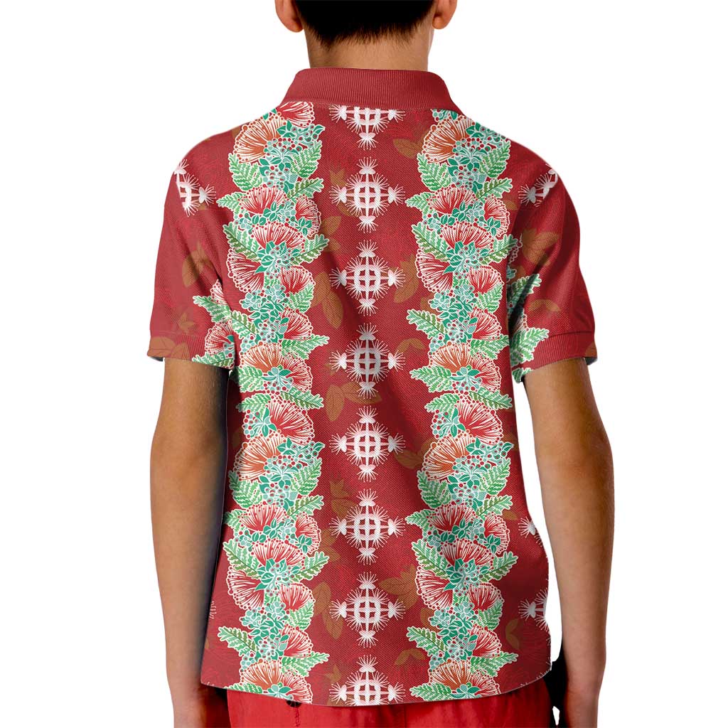 Hawaii Ohia Lehua Kid Polo Shirt Tropical Vibes Crimson