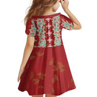 Hawaii Ohia Lehua Kid Short Sleeve Dress Tropical Vibes Crimson