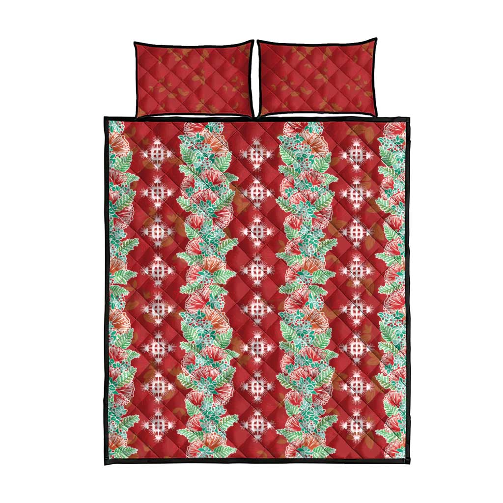 Hawaii Ohia Lehua Quilt Bed Set Tropical Vibes Crimson