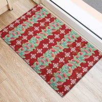 Hawaii Ohia Lehua Rubber Doormat Tropical Vibes Crimson