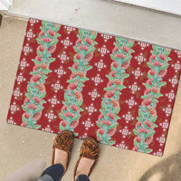 Hawaii Ohia Lehua Rubber Doormat Tropical Vibes Crimson