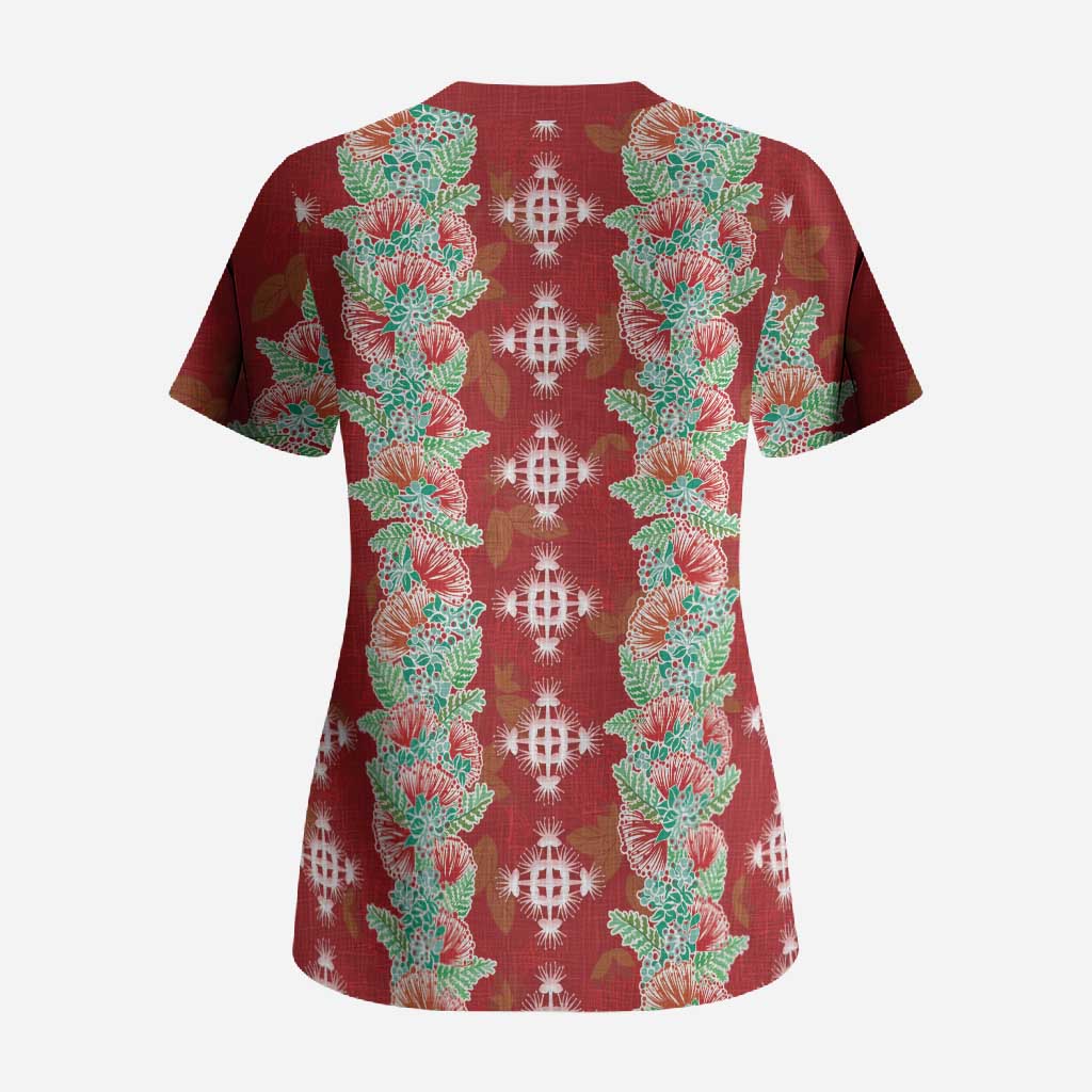 Hawaii Ohia Lehua Scrub Top Tropical Vibes Crimson