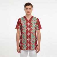 Hawaii Ohia Lehua Scrub Top Tropical Vibes Crimson