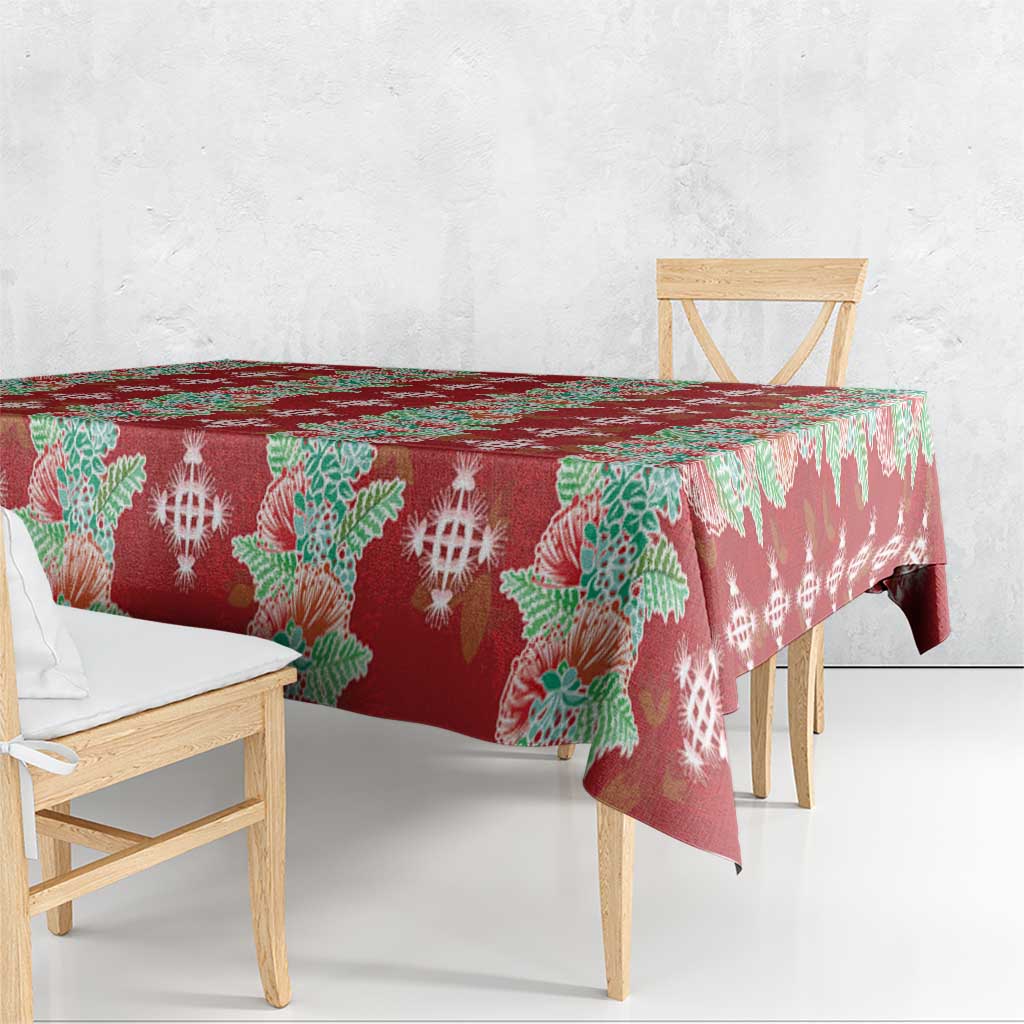Hawaii Ohia Lehua Tablecloth Tropical Vibes Crimson