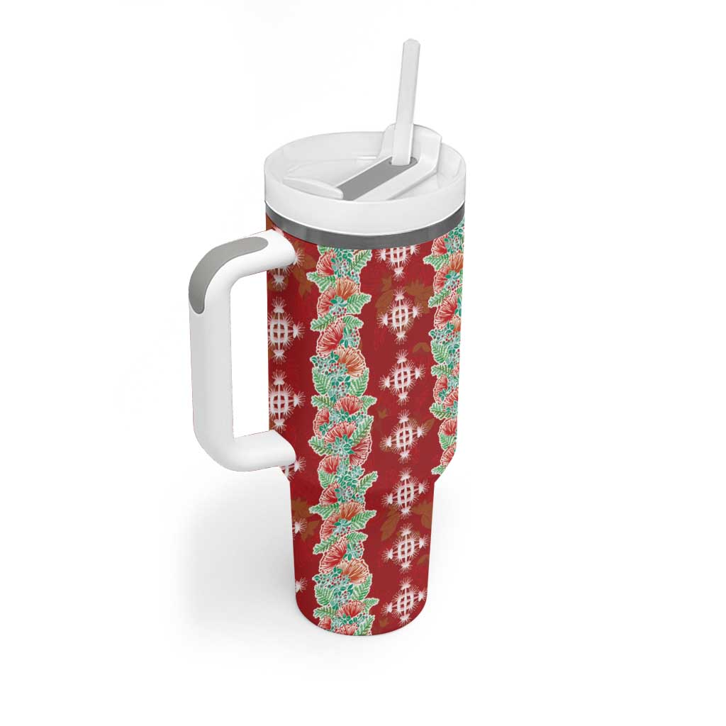 Hawaii Ohia Lehua Tumbler With Handle Tropical Vibes Crimson