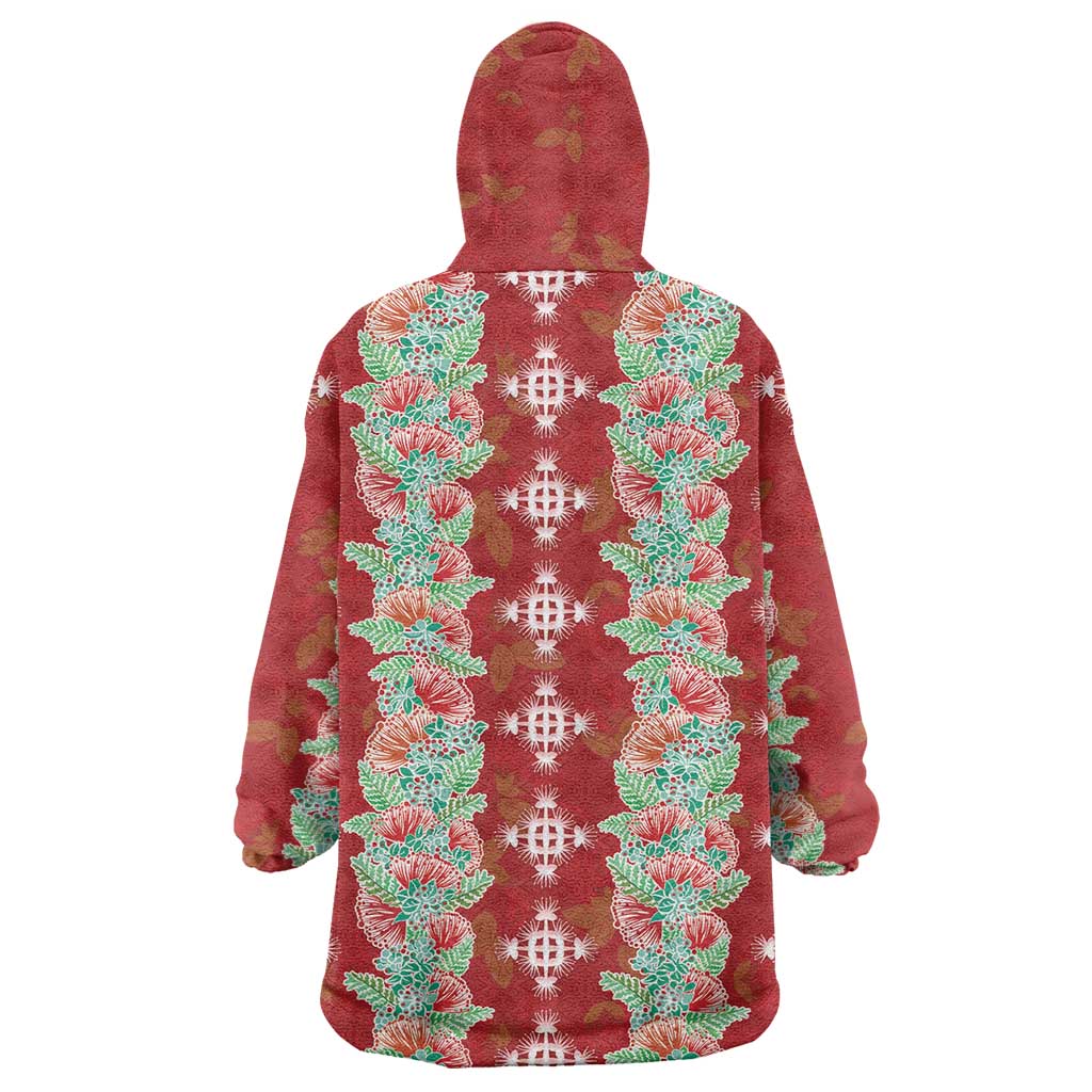 Hawaii Ohia Lehua Wearable Blanket Hoodie Tropical Vibes Crimson