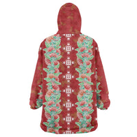 Hawaii Ohia Lehua Wearable Blanket Hoodie Tropical Vibes Crimson