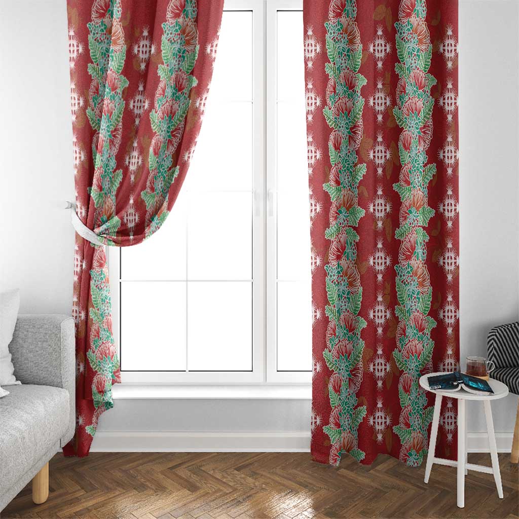 Hawaii Ohia Lehua Window Curtain Tropical Vibes Crimson