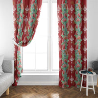 Hawaii Ohia Lehua Window Curtain Tropical Vibes Crimson