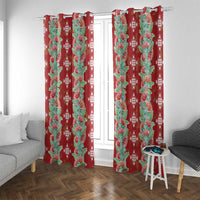 Hawaii Ohia Lehua Window Curtain Tropical Vibes Crimson