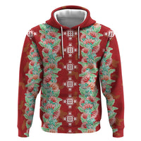 Hawaii Ohia Lehua Zip Hoodie Tropical Vibes Crimson