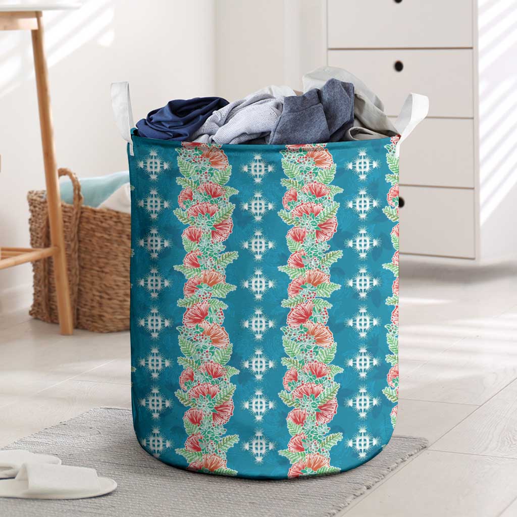 Hawaii Ohia Lehua Laundry Basket Tropical Vibes Teal