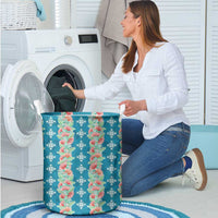 Hawaii Ohia Lehua Laundry Basket Tropical Vibes Teal