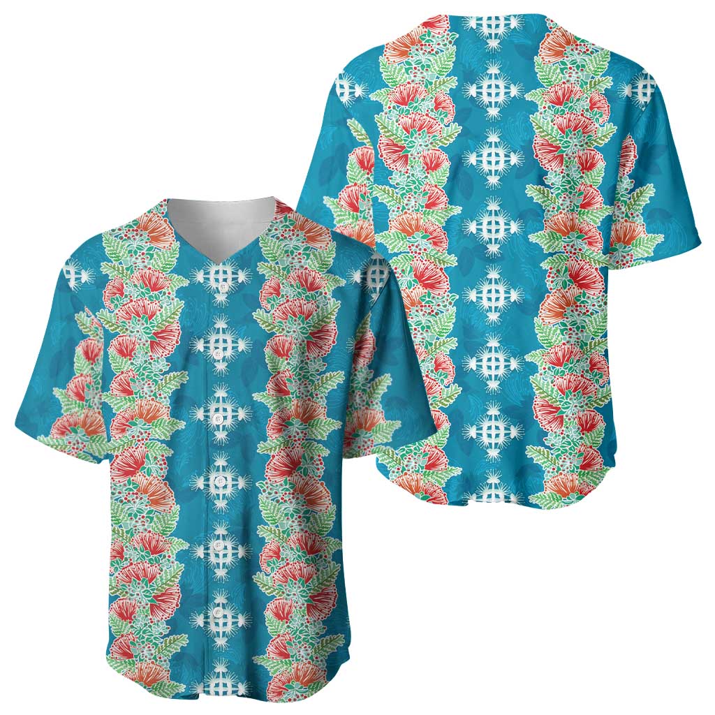 Hawaii Ohia Lehua Baseball Jersey Tropical Vibes Teal