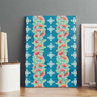 Hawaii Ohia Lehua Canvas Wall Art Tropical Vibes Teal