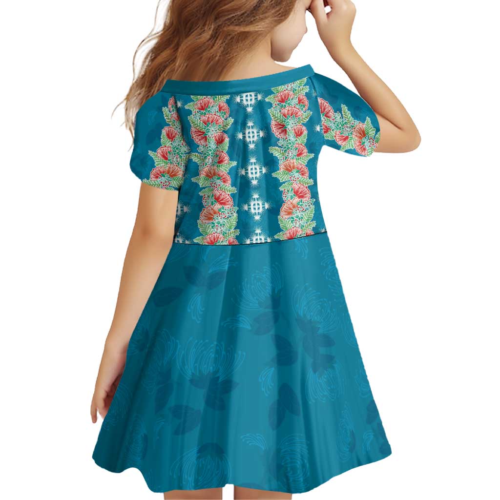 Hawaii Ohia Lehua Family Matching Off The Shoulder Long Sleeve Dress and Hawaiian Shirt Tropical Vibes Teal LT05 - Polynesian Pride