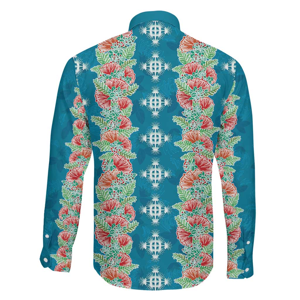 Hawaii Ohia Lehua Family Matching Off Shoulder Maxi Dress and Hawaiian Shirt Tropical Vibes Teal LT05 - Polynesian Pride