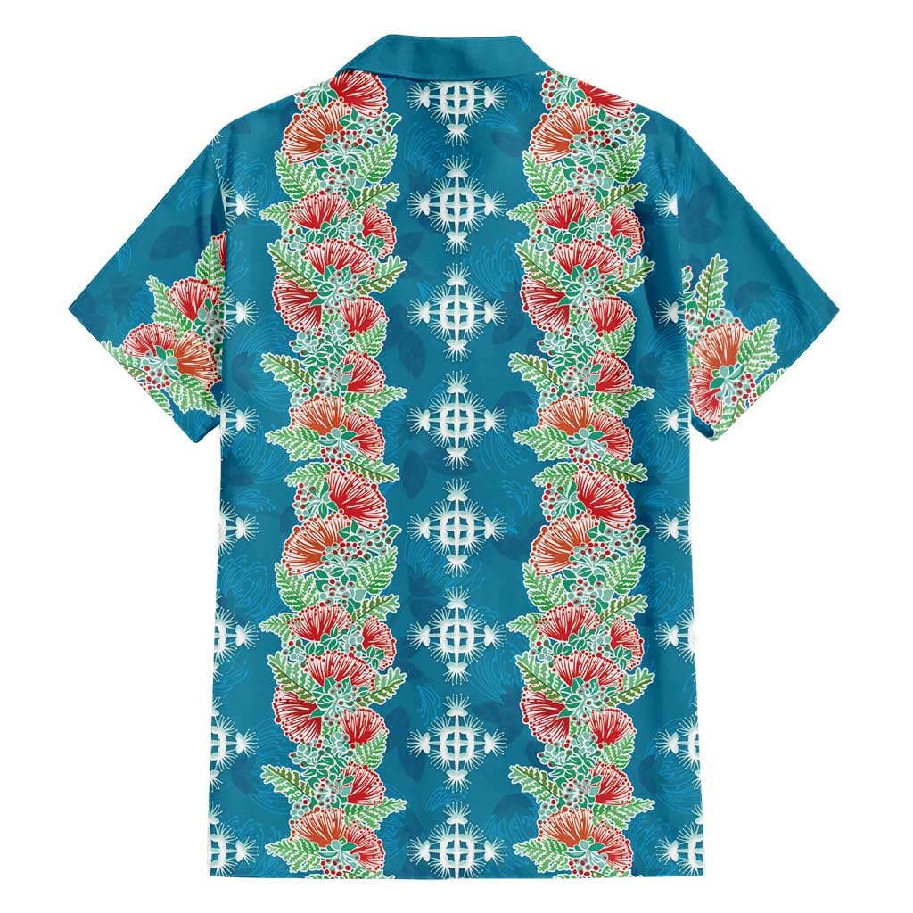 Hawaii Ohia Lehua Family Matching Off Shoulder Short Dress and Hawaiian Shirt Tropical Vibes Teal LT05 - Polynesian Pride