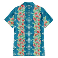 Hawaii Ohia Lehua Family Matching Tank Maxi Dress and Hawaiian Shirt Tropical Vibes Teal LT05 - Polynesian Pride