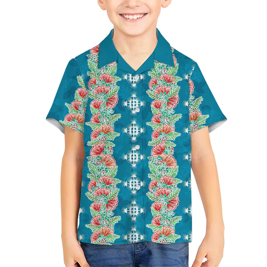 Hawaii Ohia Lehua Family Matching Tank Maxi Dress and Hawaiian Shirt Tropical Vibes Teal LT05 Son's Shirt Teal - Polynesian Pride
