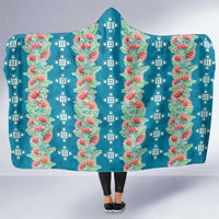 Hawaii Ohia Lehua Hooded Blanket Tropical Vibes Teal