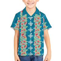 Hawaii Ohia Lehua Kid Hawaiian Shirt Tropical Vibes Teal