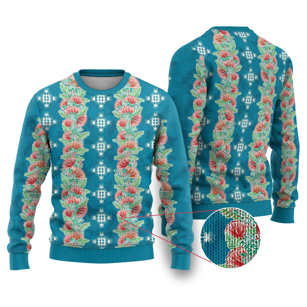 Hawaii Ohia Lehua Ugly Christmas Sweater Tropical Vibes Teal LT05 Teal - Polynesian Pride