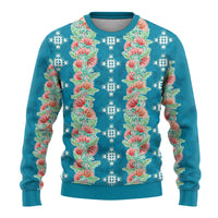 Hawaii Ohia Lehua Ugly Christmas Sweater Tropical Vibes Teal LT05 - Polynesian Pride