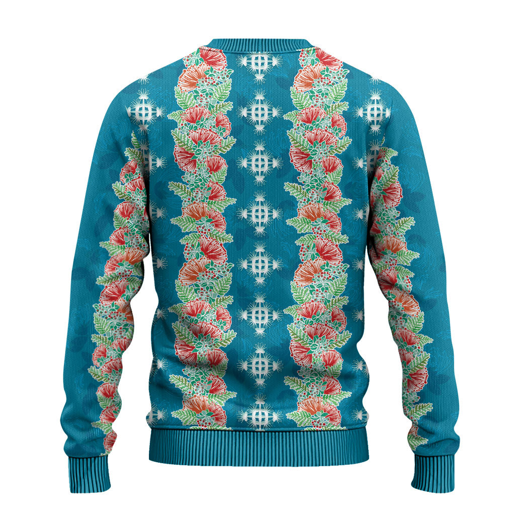 Hawaii Ohia Lehua Ugly Christmas Sweater Tropical Vibes Teal LT05 - Polynesian Pride